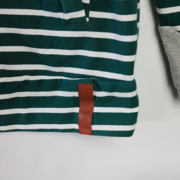 Ampersand Ave Womens Size M Green Striped Gray DoubleHood Sweatshirt - Picture 4 of 14